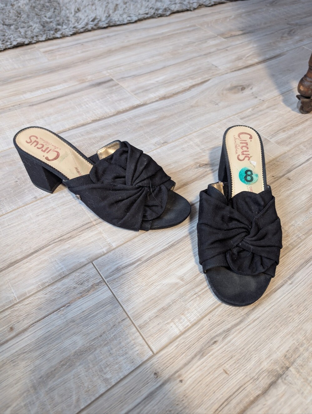 Circus by Sam Edelman Black Knot-Front Block Heel Mules